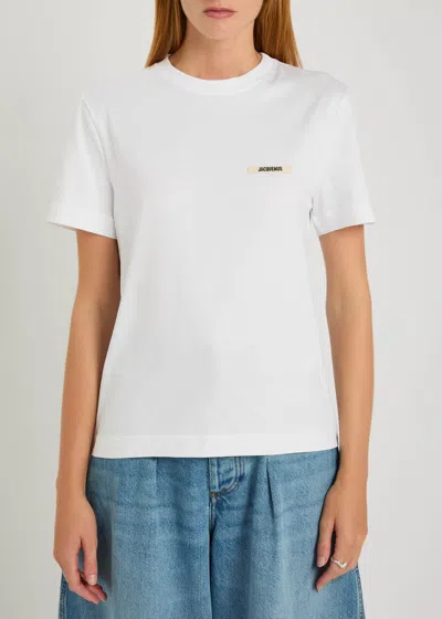 Jacquemus Roun Neck Cotton Logo T-shirt In White