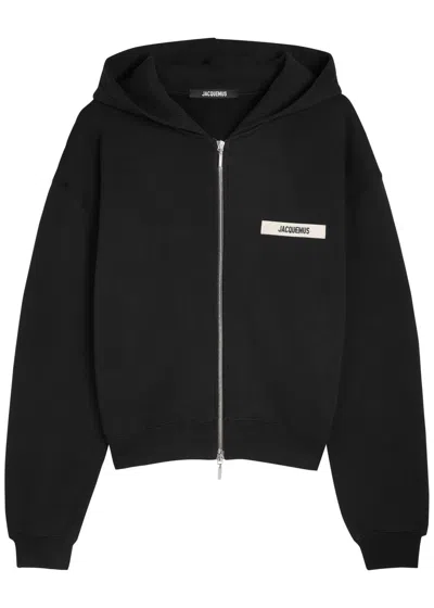 Jacquemus Le Hoodie Zip Gros Hooded Cotton Sweatshirt In Black