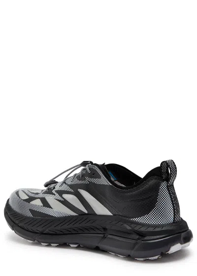 Hoka Mafate Speed 4 Lite Black Low Top Sneakers With Mesh Panels In Tech Fabric Unisex In Black