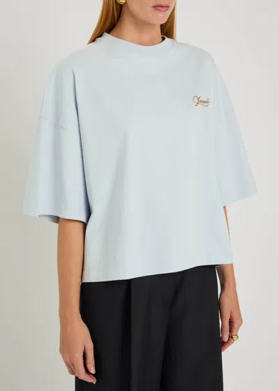 Jacquemus Le T-shirt Corto Logo-embroidered Cotton T-shirt In Blue