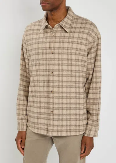 Frame Wool And Silk-blend Flannel Overshirt In Brown