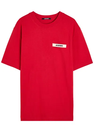 Jacquemus Le T-shirt Gros Grain Red T-shirt With Logo Patch On The Front In Cotton Man
