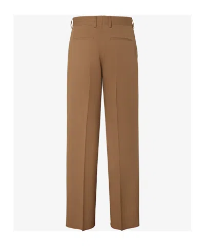 Fendi Men Beige Pants With Belt Loops And Ff Plaque On The Loop In Wool Woman In Brown