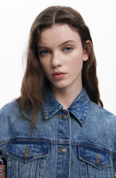 Desigual Denim Trucker Jacket In Multi