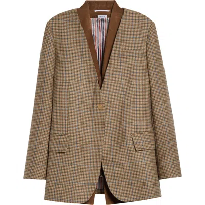 Thom Browne Check Wool Blazer With Removable Vest In Brown