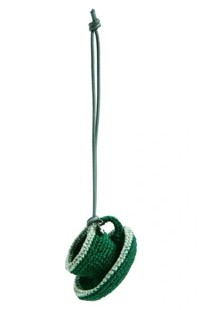 Jw Anderson J. W. Anderson Teacup-shaped Keychain With Leather Cord And Logo Detail In Green