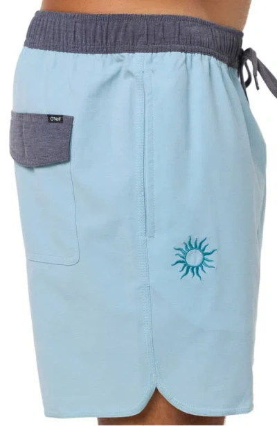 O'neill Og Solid Scallop Volley Swim Trunks In Blue