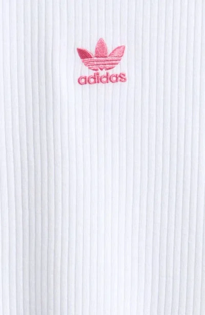 Adidas Originals Kids' Embroidered Trefoil Lettuce Edge Rib T-shirt In White