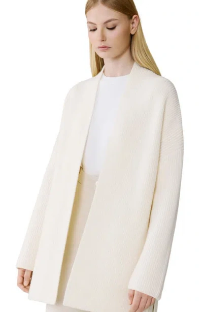 Soia & Kyo Rib Open Front Cardigan In Neutral