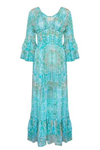 Sophia Alexia Women's Green Aqua Pebbles Sorrento Maxi Dress