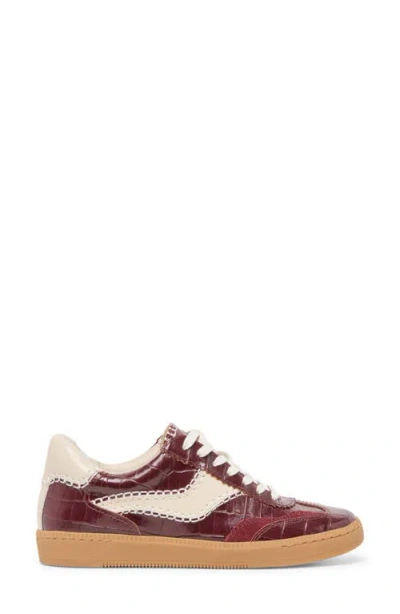 Dolce Vita Notice Stitch Croc Sneakers Oxblood Croco Embossed Leather In Burgundy
