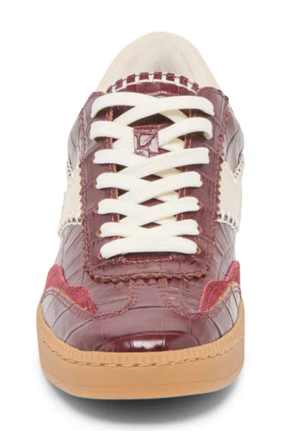 Dolce Vita Notice Stitch Croc Sneakers Oxblood Croco Embossed Leather In Burgundy