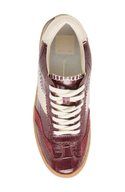 Dolce Vita Notice Stitch Croc Sneakers Oxblood Croco Embossed Leather In Burgundy