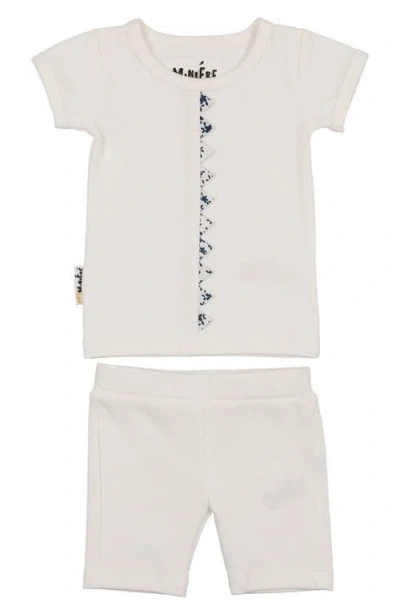 Maniere Manière Floral Triangle Trim Top & Shorts Set In White