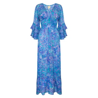 Sophia Alexia Women's Blue Iridescent Bubbles Sorrento Maxi Dress