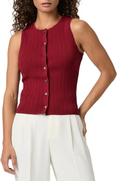 Paige Leira Button Front Sweater Tank In Red