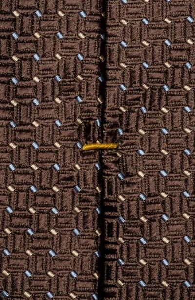 Eton Micro Geometric Silk Tie In Brown