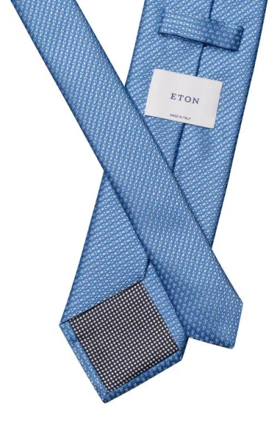 Eton Light Blue Textured Solid Silk Tie In Blue