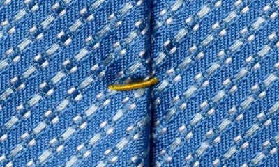 Eton Light Blue Textured Solid Silk Tie In Blue