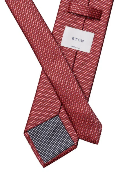 Eton Red Textured Solid Silk Tie In Red