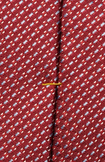 Eton Red Textured Solid Silk Tie In Red