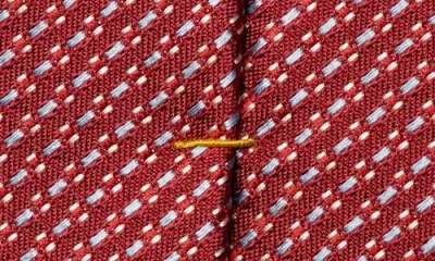 Eton Red Textured Solid Silk Tie In Red
