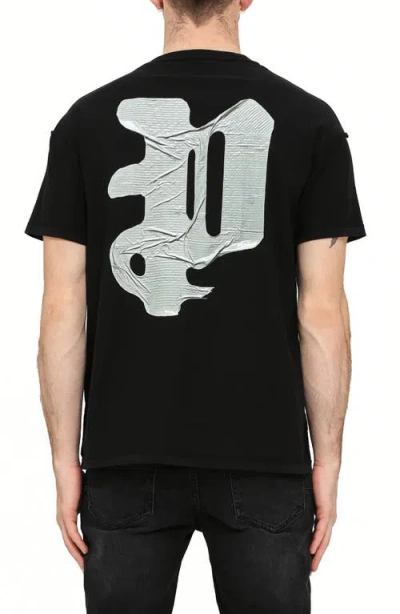 Purple Brand Black Crewneck T-shirt With Logo Lettering On The Front In Cotton Man In Black