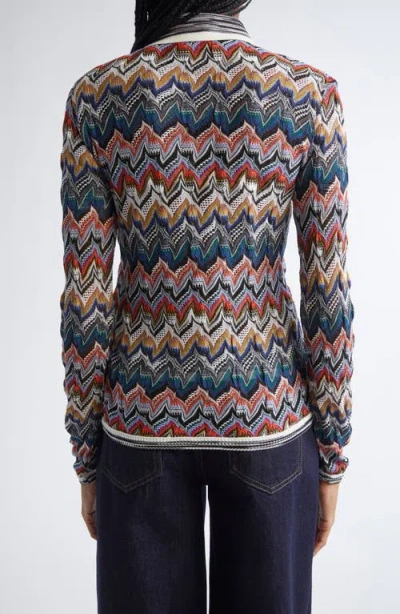 Missoni Womens Multicolor Tones Chevron V-neck Knit Cardigan In Gray
