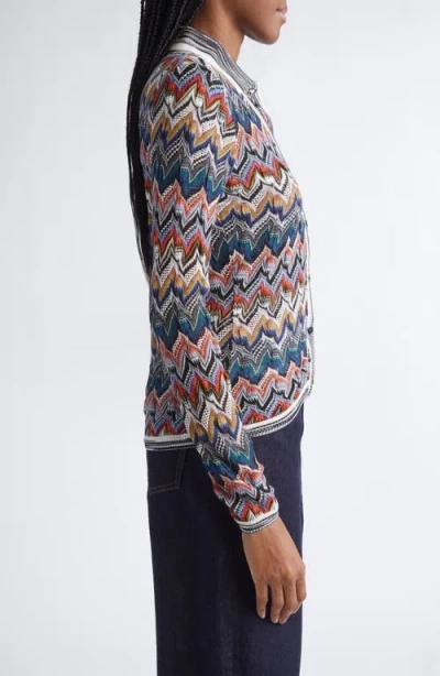 Missoni Womens Multicolor Tones Chevron V-neck Knit Cardigan In Gray