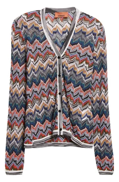 Missoni Womens Multicolor Tones Chevron V-neck Knit Cardigan In Gray