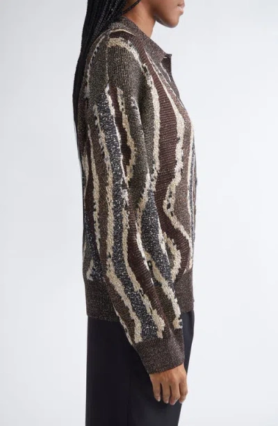 Missoni Boxy Cardigan With Buttons And Wave Pattern In Gray