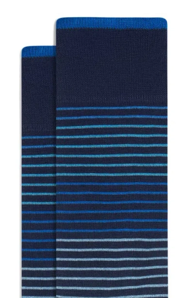 Bugatchi Gradient Stripe Mercerized Cotton Blend Dress Socks In Blue