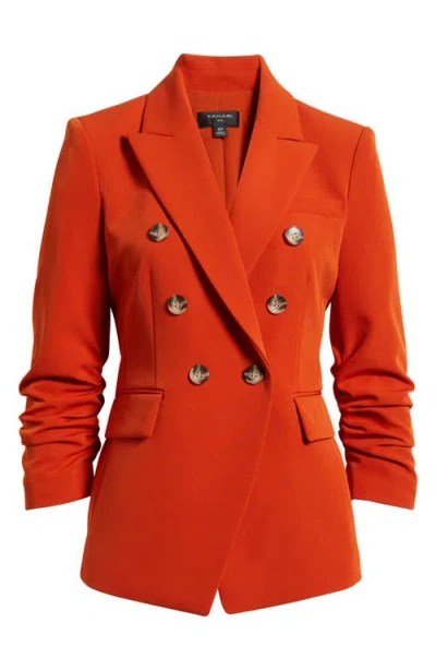 Tahari Asl Ruched Sleeve Jacket In Orange