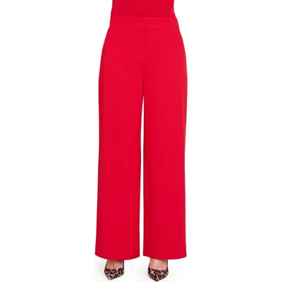 Tahari Asl Women's Mid-rise Wide Leg Pants In Red