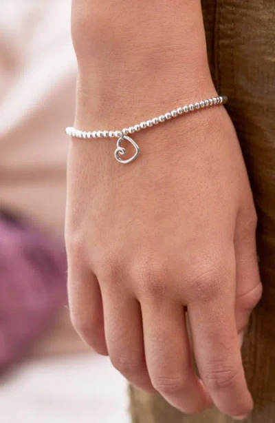 Estella Bartlett Heart Beaded Stretch Bracelet In Metallic