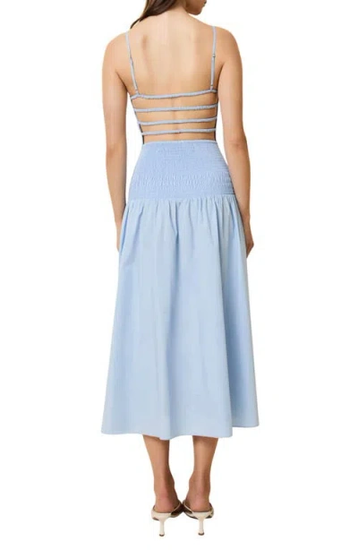 Solid & Striped The Vida Smocked Sleeveless Maxi Dress In Blue