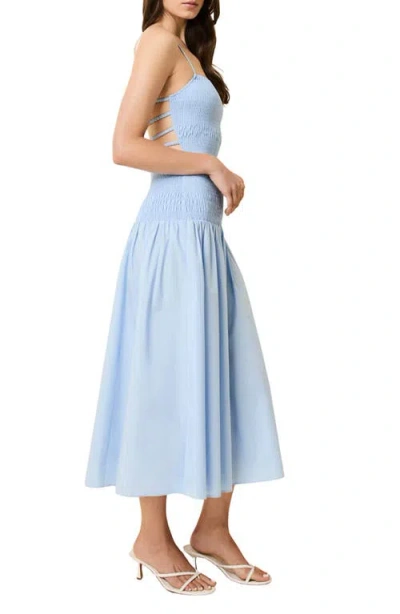 Solid & Striped The Vida Smocked Sleeveless Maxi Dress In Blue