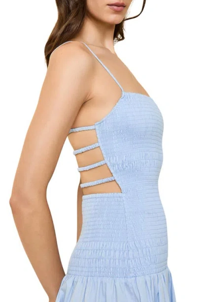 Solid & Striped The Vida Smocked Sleeveless Maxi Dress In Blue