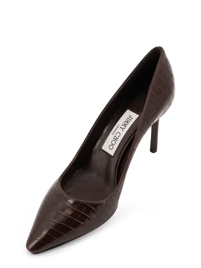Jimmy Choo 85mm Romy Pointed-toe Pumps With Crocodile-effect In Brown