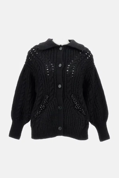 Simone Rocha Black Sculpted Chunky Knit Cardigan In Black