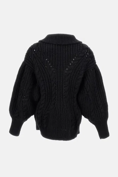 Simone Rocha Black Sculpted Chunky Knit Cardigan In Black