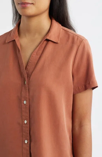 Cloth & Stone Flowy Button-up Shirt In Brown