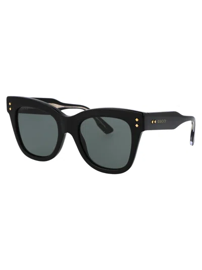 Gucci Gg1082s 001 Butterfly Sunglasses In 001 Black Black Grey