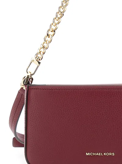 Michael Kors Bryant Bordeaux Crossbody Bag With Adjustable Shoulder Strap And Logo Lettering On The Front In Grai In Purple