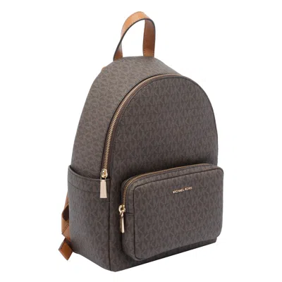 Michael Kors Backpack With Adjustable Straps And Front Zip Pocket In Brown