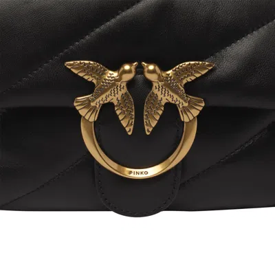 Pinko Baby Love Puff Maxi Quilt Leather Crossbody Bag In Black