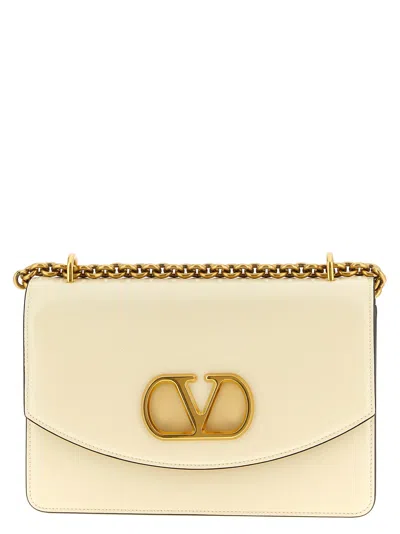 Valentino Leather Vlogo Signature Shoulder Bag In White