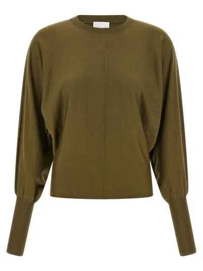 Nude Crewneck Wool Sweater With Bat Sleeves In Green