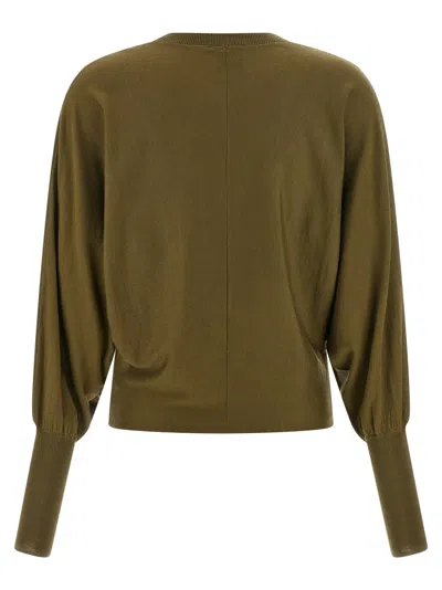 Nude Crewneck Wool Sweater With Bat Sleeves In Green