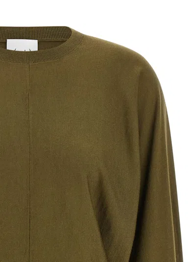 Nude Crewneck Wool Sweater With Bat Sleeves In Green
